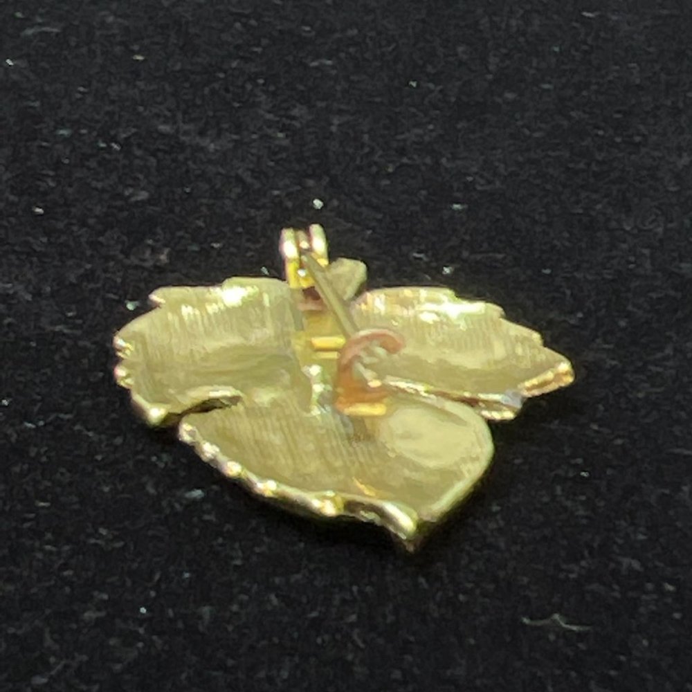 Vintage Gold Tone Aurora Borealis Rhinestone Leaf Brooch (4098) - Picture 5 of 5